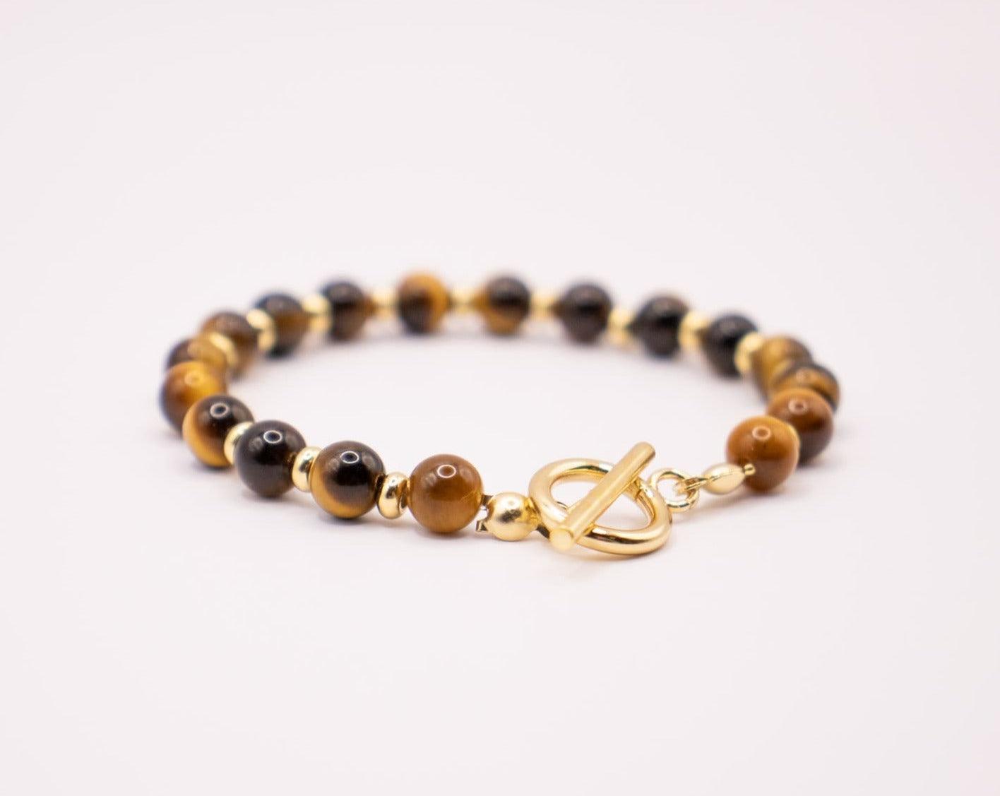 CIRCE | Bracelet in Tiger Eye and 18 and 24 carat Gold plated-2
