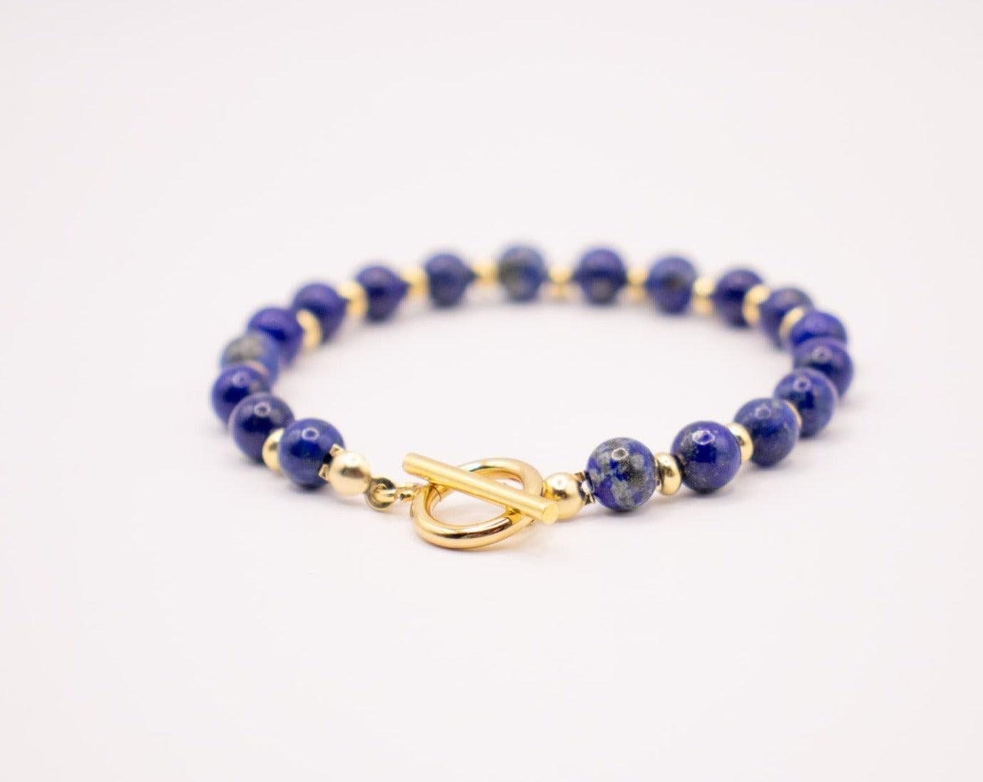 CIRCE | Bracelet in Lapis-Lazuli and 18-carat gold-plated stainless steel-2