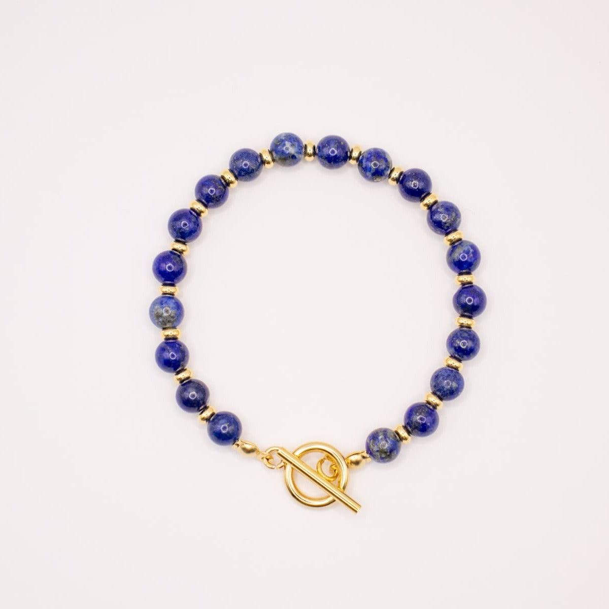 CIRCE | Bracelet in Lapis-Lazuli and 18-carat gold-plated stainless steel-0