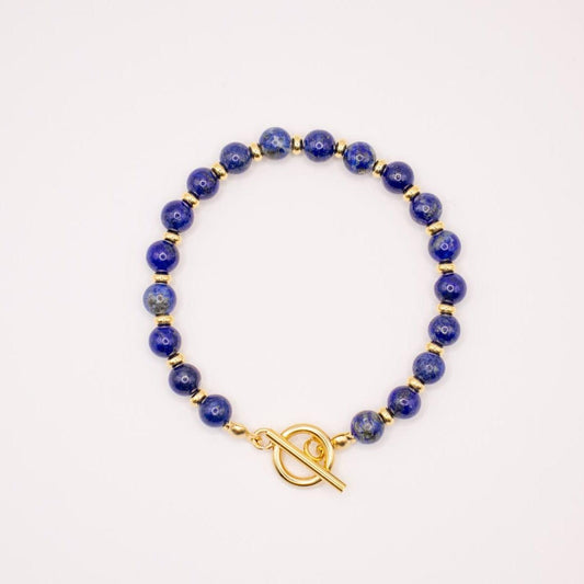 CIRCE | Bracelet in Lapis-Lazuli and 18-carat gold-plated stainless steel-0