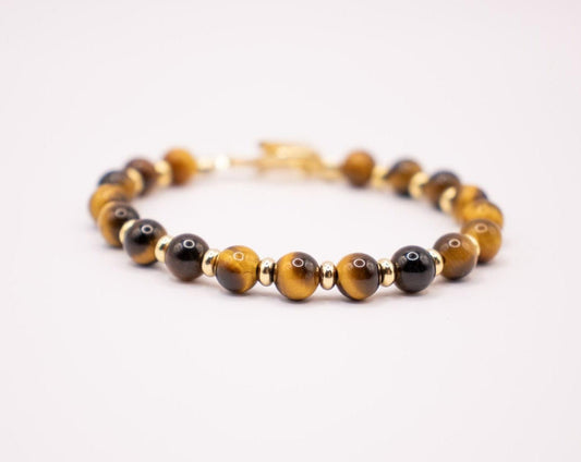 CIRCE | Bracelet in Tiger Eye and 18 and 24 carat Gold plated-1
