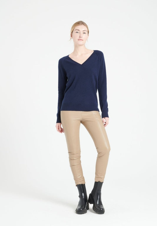 Pull col V cachemire bleu marine femme - LILLY 6-1