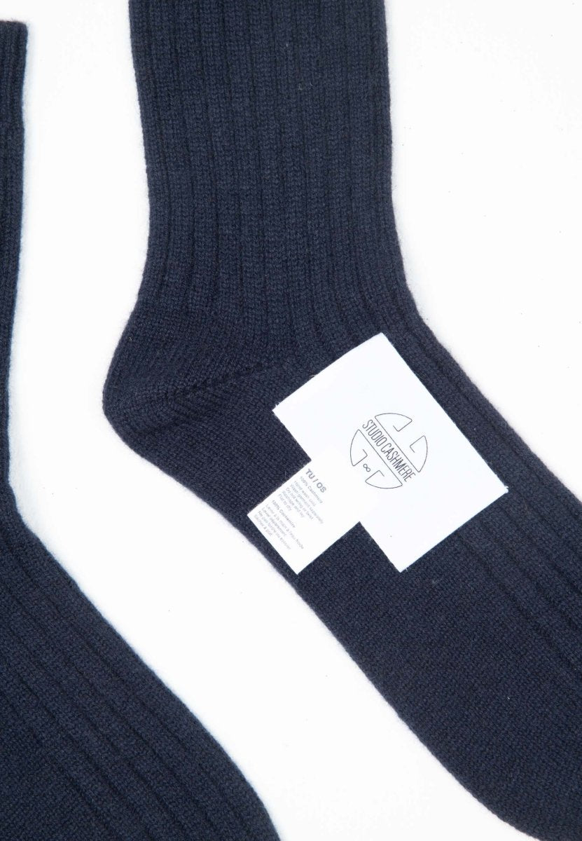 Chaussettes cachemire 4 fils bleu marine - UNI 13-1