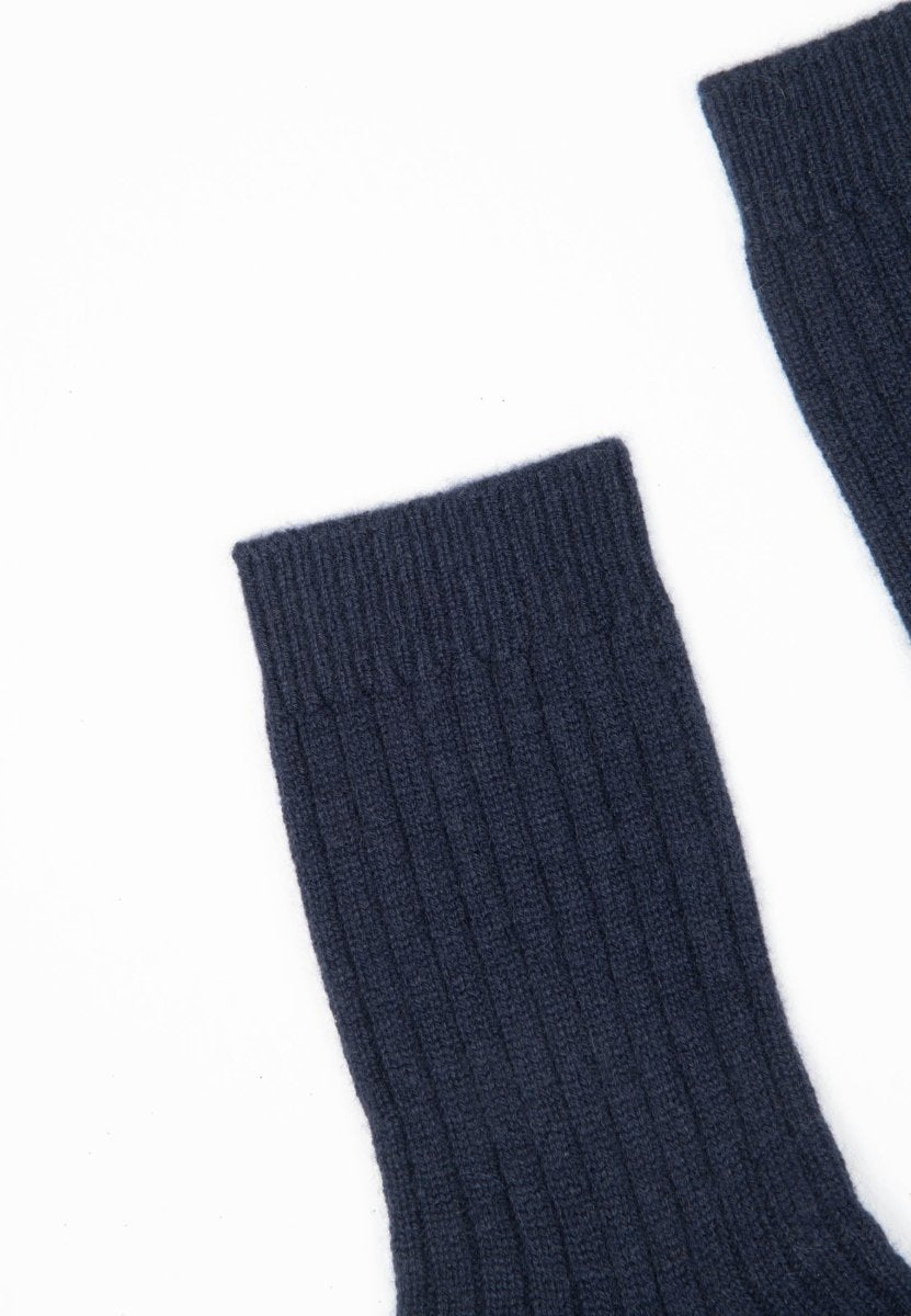 Chaussettes cachemire 4 fils bleu marine - UNI 13-2