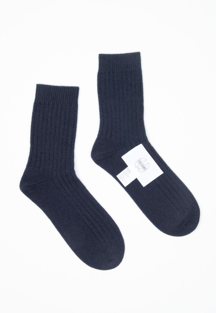 Chaussettes cachemire 4 fils bleu marine - UNI 13-0